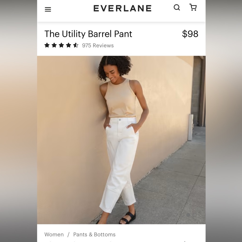 Everlane utility barrel pant white